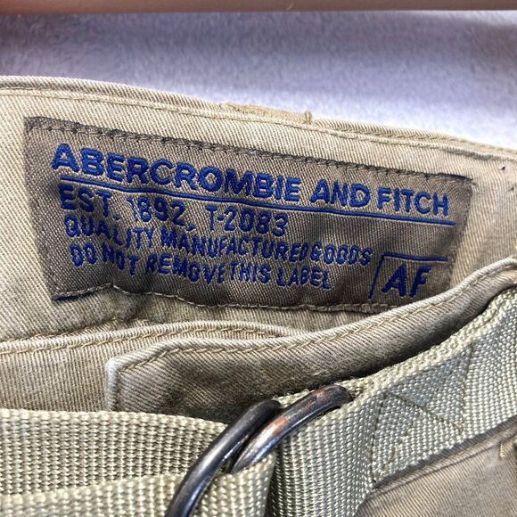 Vintage Y2K Abercrombie & Fitch Zip Off Cargo Pants Mens XL Tan Belted T2083 - Picture 7 of 16